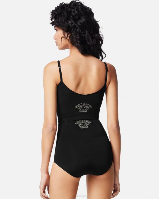 Versace ropa interior y ropa de playa mujer braguitas moldeadoras de cintura alta con medusa 6BPV1063 negro
