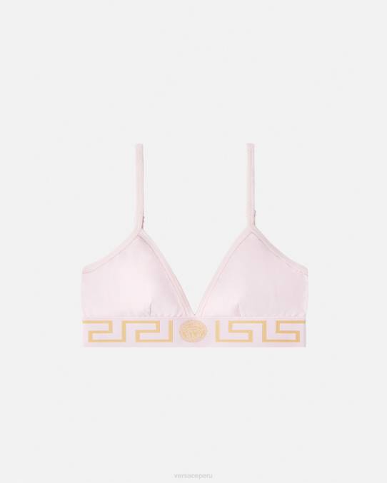 Versace ropa interior y ropa de playa mujer bralette con borde de greca 6BPV1044 Rosa claro