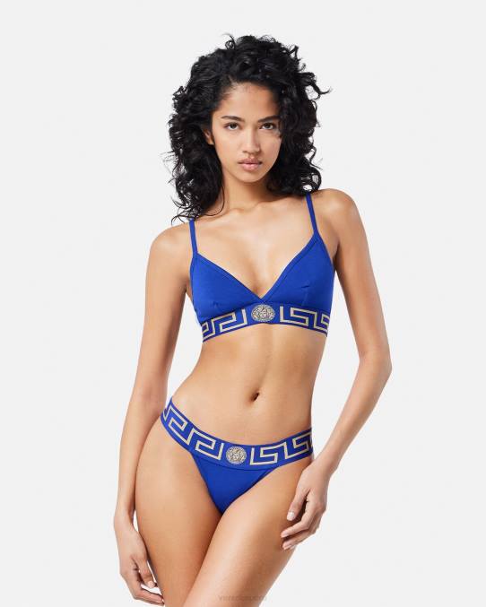 Versace ropa interior y ropa de playa mujer bralette con borde de greca 6BPV1046 azul