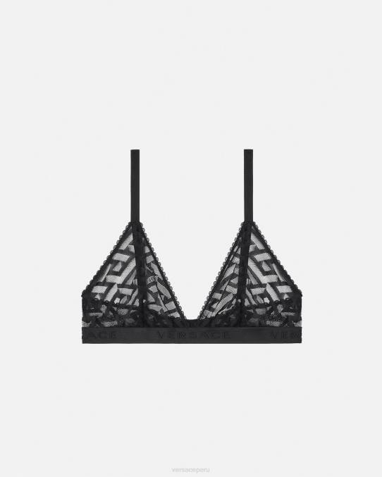 Versace ropa interior y ropa de playa mujer bralette de tul la greca 6BPV1073 negro