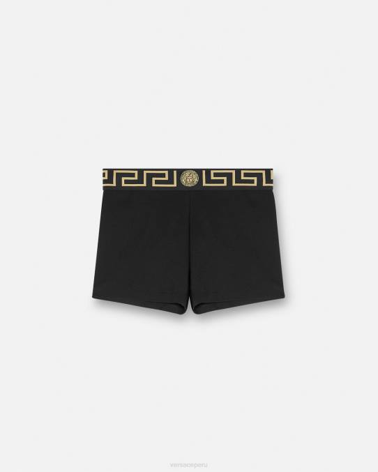 Versace ropa interior y ropa de playa mujer calzoncillos con borde de greca 6BPV1048 negro