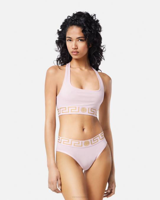 Versace ropa interior y ropa de playa mujer calzoncillos con borde de greca 6BPV1059 Rosa claro