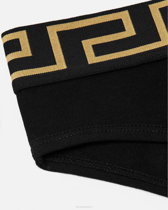 Versace ropa interior y ropa de playa mujer calzoncillos con borde de greca 6BPV1060 negro
