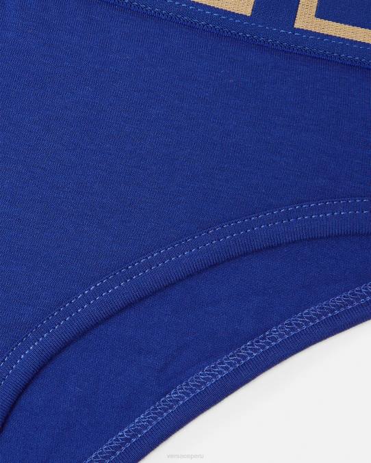 Versace ropa interior y ropa de playa mujer calzoncillos con borde de greca 6BPV1061 azul