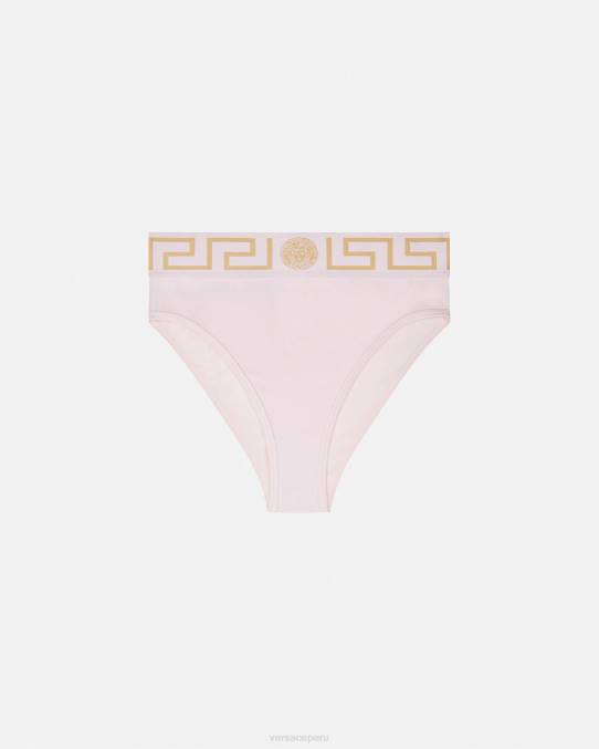 Versace ropa interior y ropa de playa mujer calzoncillos de pernera alta con borde de Greca 6BPV1057 Rosa claro