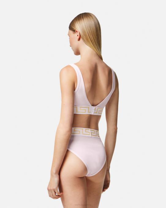 Versace ropa interior y ropa de playa mujer calzoncillos de pernera alta con borde de Greca 6BPV1057 Rosa claro