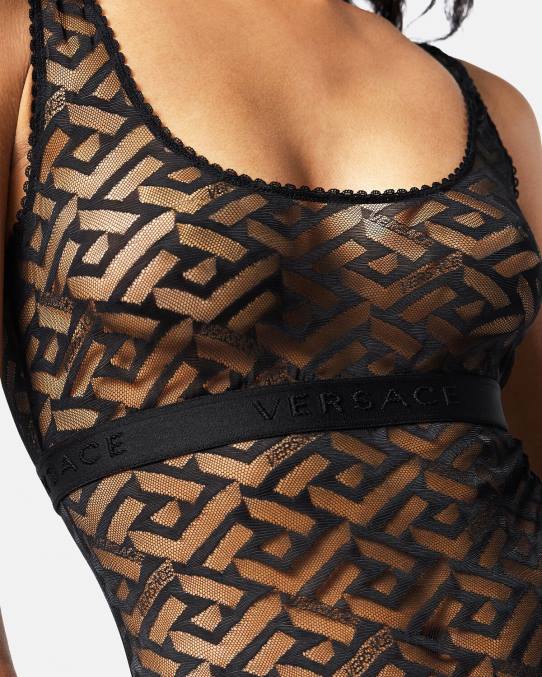 Versace ropa interior y ropa de playa mujer cuerpo de greca 6BPV1075 negro