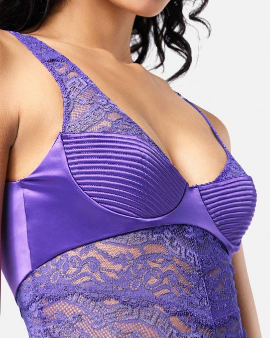 Versace ropa interior y ropa de playa mujer mono de encaje 6BPV1078 Violeta