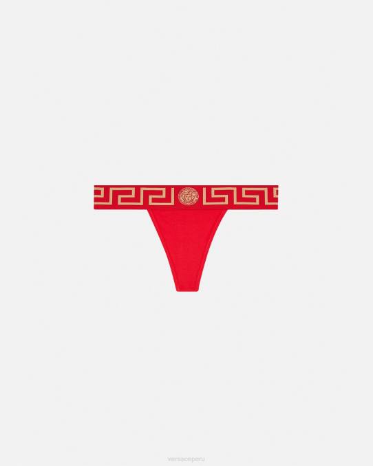 Versace ropa interior y ropa de playa mujer tanga con borde de greca 6BPV1050 rojo