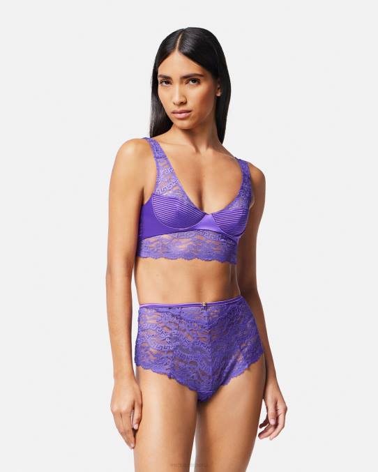 Versace ropa interior y ropa de playa mujer top bralette de encaje 6BPV1076 Violeta