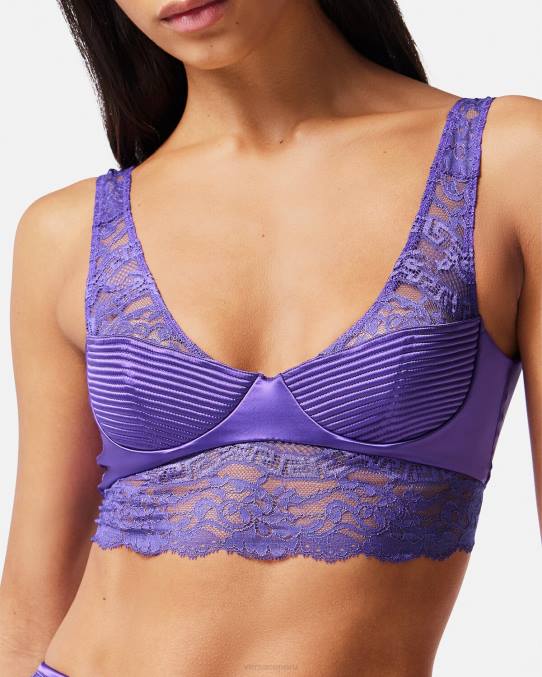 Versace ropa interior y ropa de playa mujer top bralette de encaje 6BPV1076 Violeta