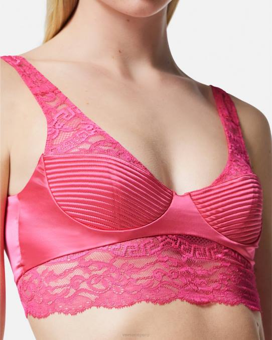 Versace ropa interior y ropa de playa mujer top bralette de encaje 6BPV1077 rosa