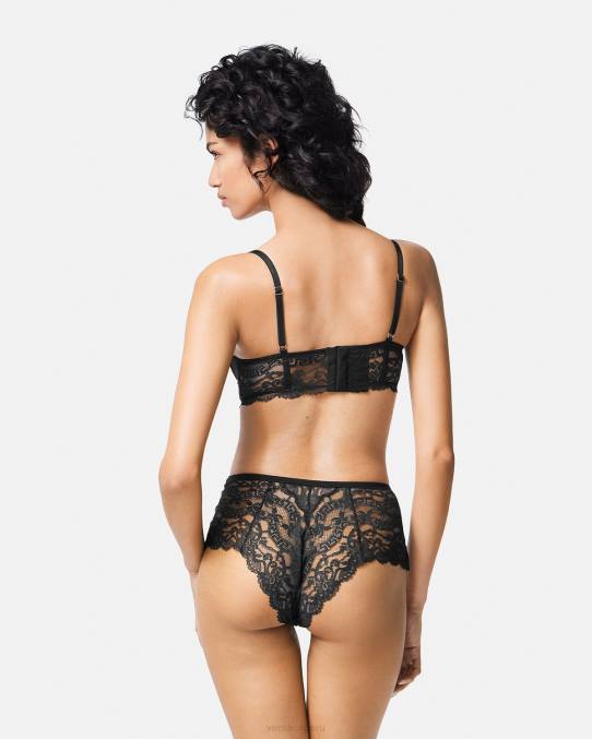Versace ropa interior y ropa de playa mujer top bustier de encaje barroco 6BPV1066 negro