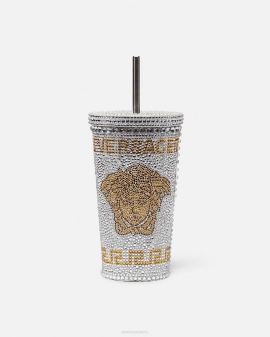 Versace ropa interior y ropa de playa mujer taza de viaje de medusa de cristal 6BPV1205 blanco
