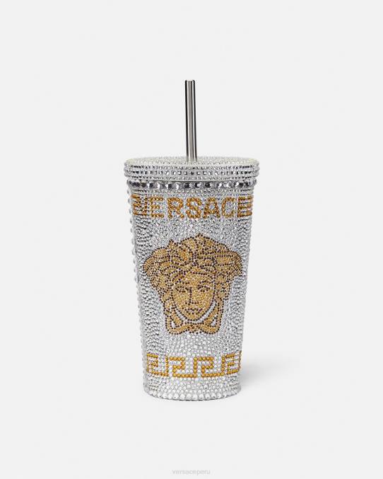 Versace ropa interior y ropa de playa mujer taza de viaje de medusa de cristal 6BPV1205 blanco