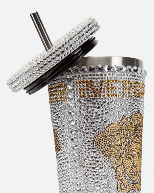 Versace ropa interior y ropa de playa mujer taza de viaje de medusa de cristal 6BPV1205 blanco