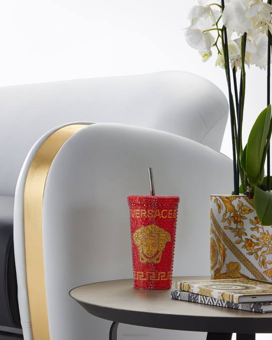 Versace ropa interior y ropa de playa mujer taza de viaje de medusa de cristal 6BPV1207 rojo