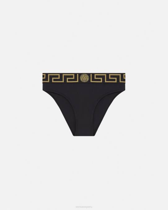 Versace ropa interior y ropa de playa mujer braguitas de bikini con borde de greca 6BPV1156 negro