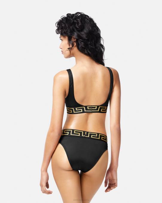 Versace ropa interior y ropa de playa mujer braguitas de bikini con borde de greca 6BPV1156 negro