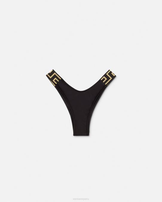 Versace ropa interior y ropa de playa mujer braguitas de bikini con borde de greca 6BPV1157 negro