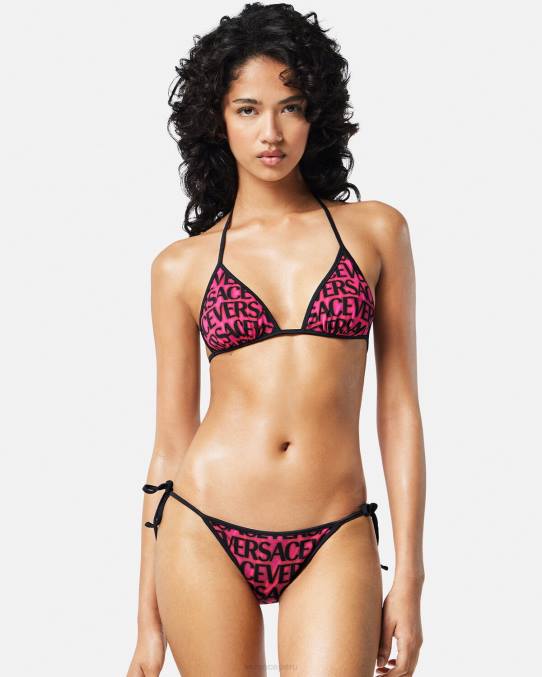 Versace ropa interior y ropa de playa mujer braguitas de bikini reversibles 6BPV1168 fucsia y estampado