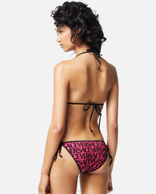 Versace ropa interior y ropa de playa mujer braguitas de bikini reversibles 6BPV1168 fucsia y estampado
