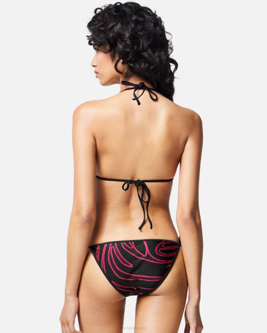 Versace ropa interior y ropa de playa mujer braguitas de bikini reversibles 6BPV1168 fucsia y estampado