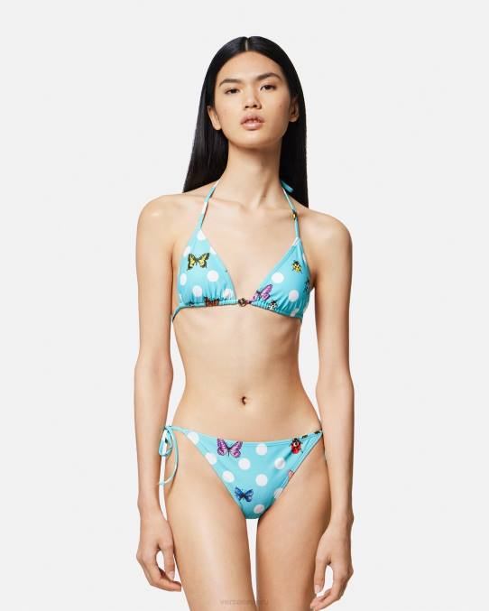 Versace ropa interior y ropa de playa mujer top de bikini con mariposas 6BPV1130 azul