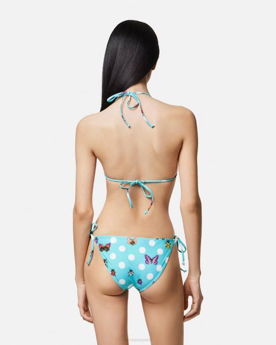Versace ropa interior y ropa de playa mujer top de bikini con mariposas 6BPV1130 azul