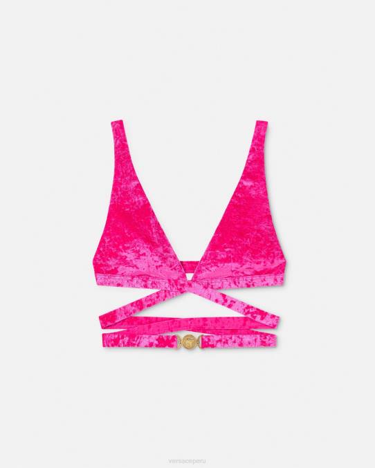 Versace ropa interior y ropa de playa mujer top de bikini de terciopelo con Medusa '95 6BPV1173 fucsia