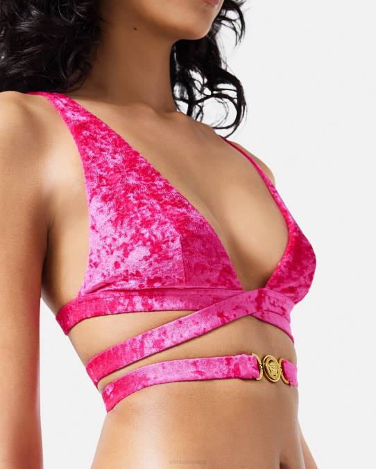 Versace ropa interior y ropa de playa mujer top de bikini de terciopelo con Medusa \'95 6BPV1173 fucsia