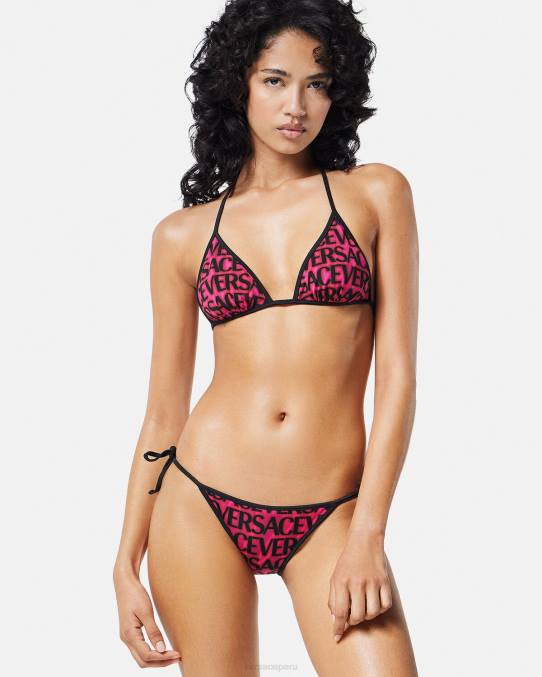 Versace ropa interior y ropa de playa mujer top de bikini reversible 6BPV1165 fucsia y estampado