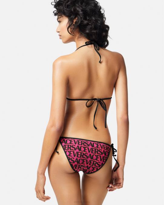 Versace ropa interior y ropa de playa mujer top de bikini reversible 6BPV1165 fucsia y estampado