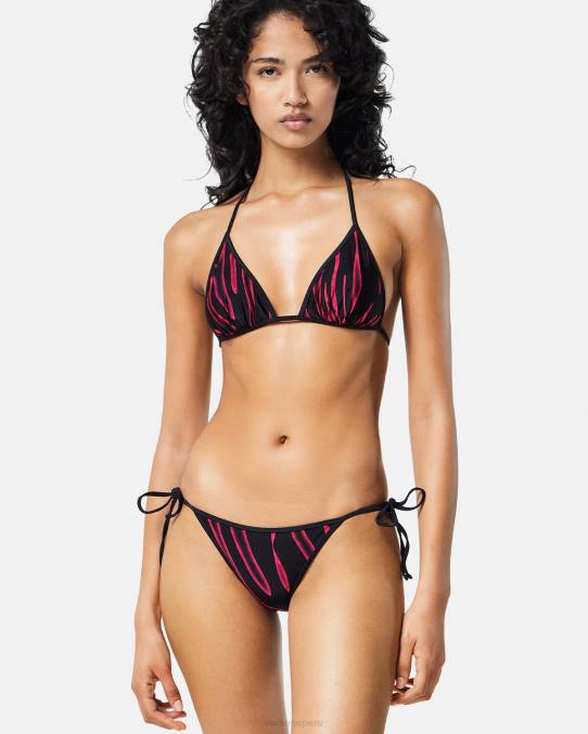 Versace ropa interior y ropa de playa mujer top de bikini reversible 6BPV1165 fucsia y estampado