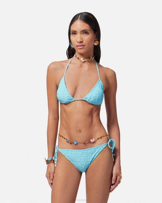 Versace ropa interior y ropa de playa mujer top de bikini tipo toalla 6BPV1119 azul claro
