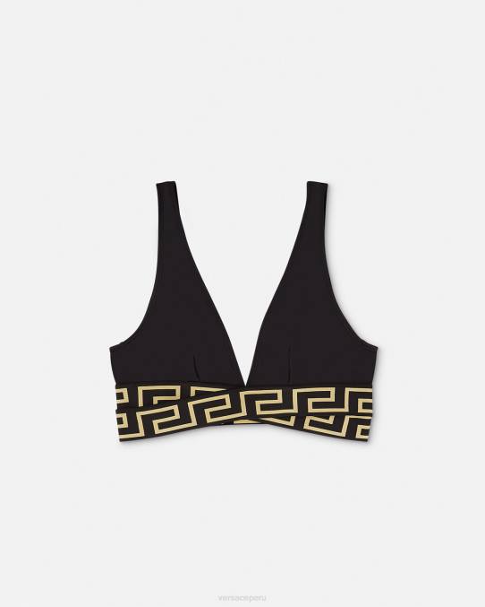 Versace ropa interior y ropa de playa mujer top de bikini triangular con borde de greca 6BPV1150 negro