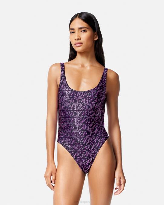 Versace ropa interior y ropa de playa mujer traje de baño de una pieza 6BPV1169 fucsia y estampado
