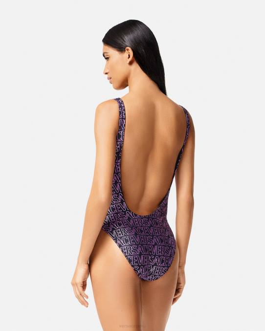 Versace ropa interior y ropa de playa mujer traje de baño de una pieza 6BPV1169 fucsia y estampado
