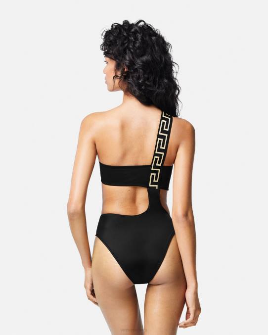 Versace ropa interior y ropa de playa mujer traje de baño de una pieza con borde de greca 6BPV1161 negro