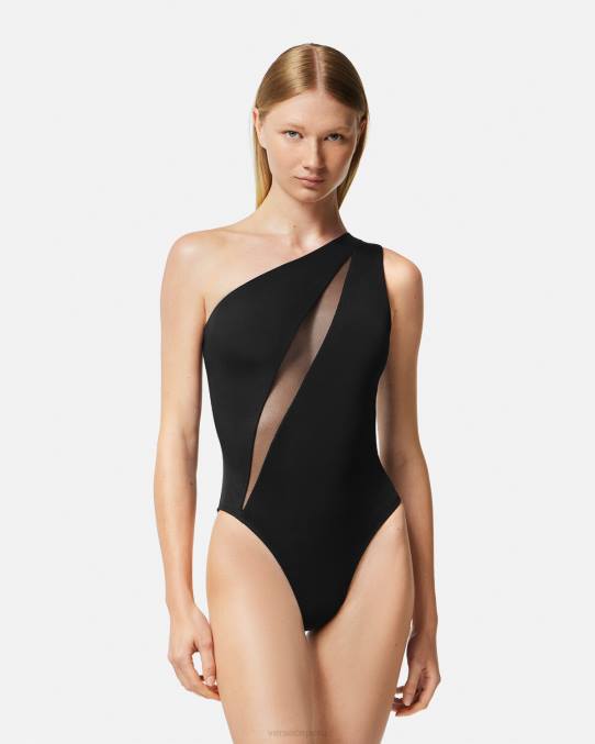 Versace ropa interior y ropa de playa mujer traje de baño de una pieza con cortes 6BPV1184 negro