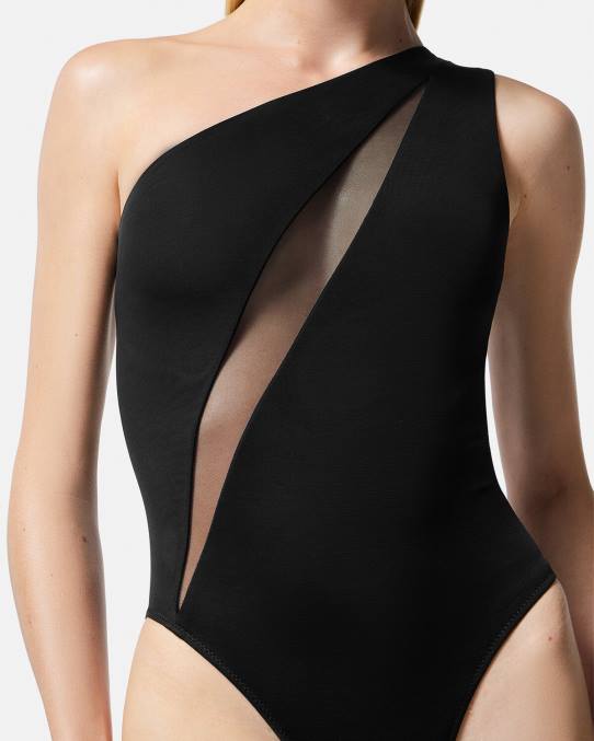 Versace ropa interior y ropa de playa mujer traje de baño de una pieza con cortes 6BPV1184 negro