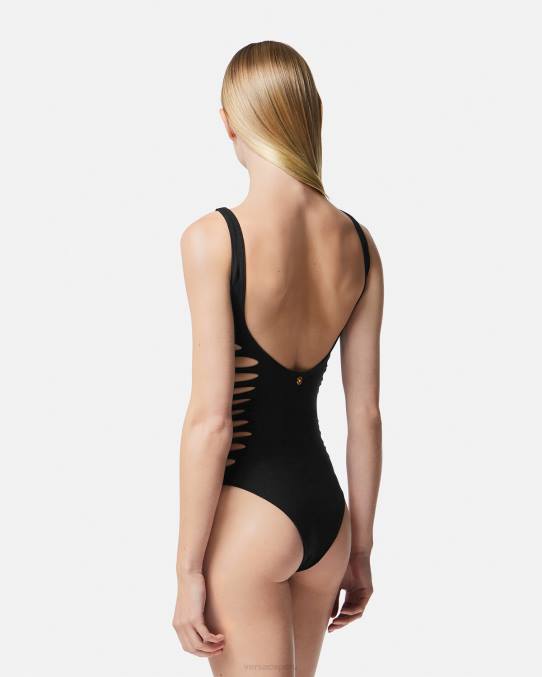 Versace ropa interior y ropa de playa mujer traje de baño de una pieza con cortes 6BPV1185 negro