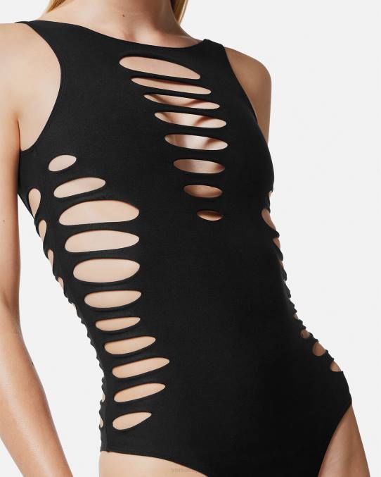 Versace ropa interior y ropa de playa mujer traje de baño de una pieza con cortes 6BPV1185 negro