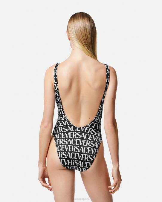 Versace ropa interior y ropa de playa mujer traje de baño de una pieza con logo 6BPV1137 negro y estampado