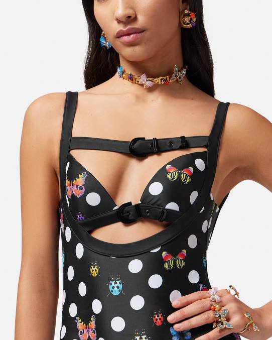 Versace ropa interior y ropa de playa mujer traje de baño de una pieza mariposas 6BPV1117 imprimir