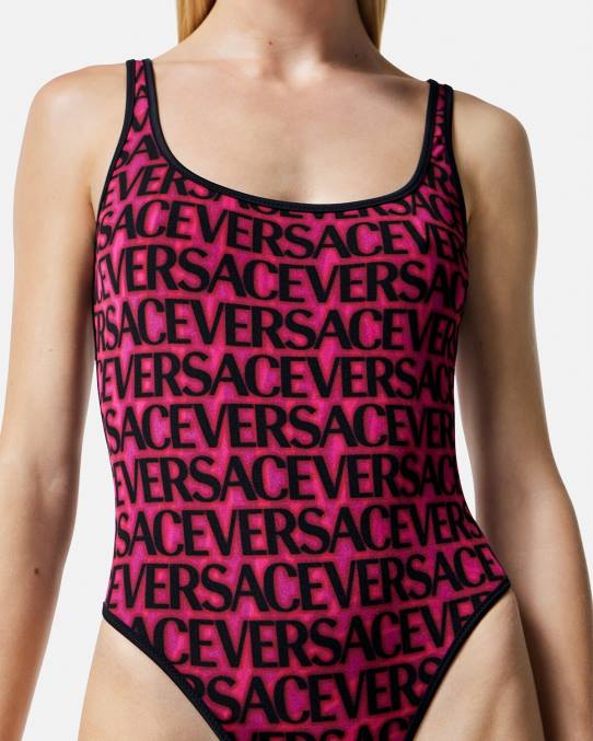 Versace ropa interior y ropa de playa mujer traje de baño reversible 6BPV1170 fucsia y estampado