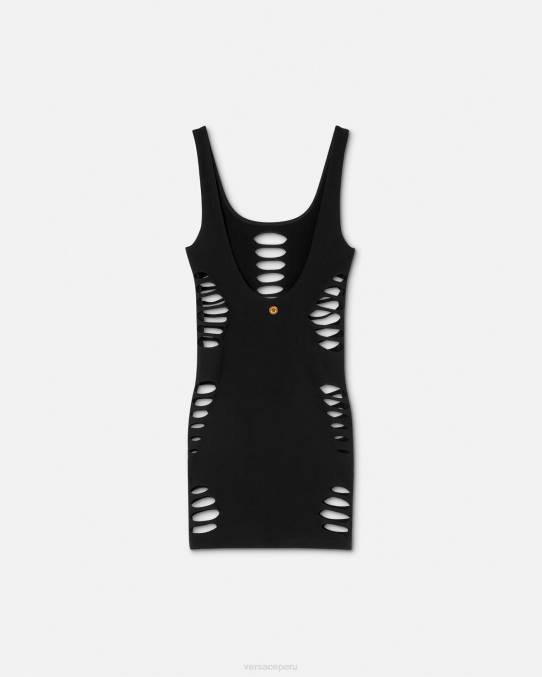 Versace ropa interior y ropa de playa mujer vestido corto con cortes 6BPV1216 negro