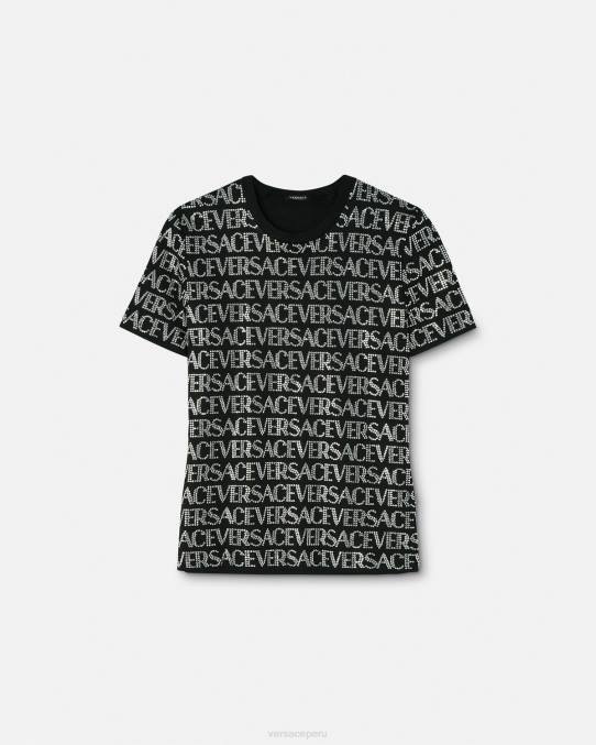 Versace ropa mujer camiseta con cristales 6BPV147 negro