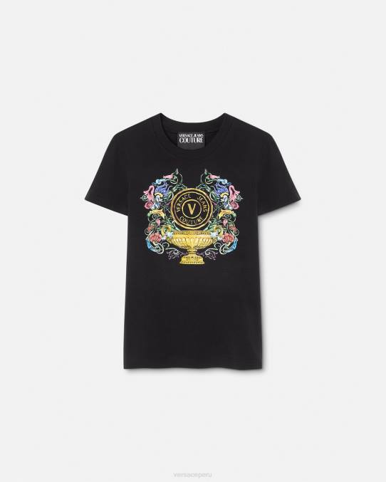 Versace ropa mujer camiseta con emblema en V 6BPV2231 oro negro