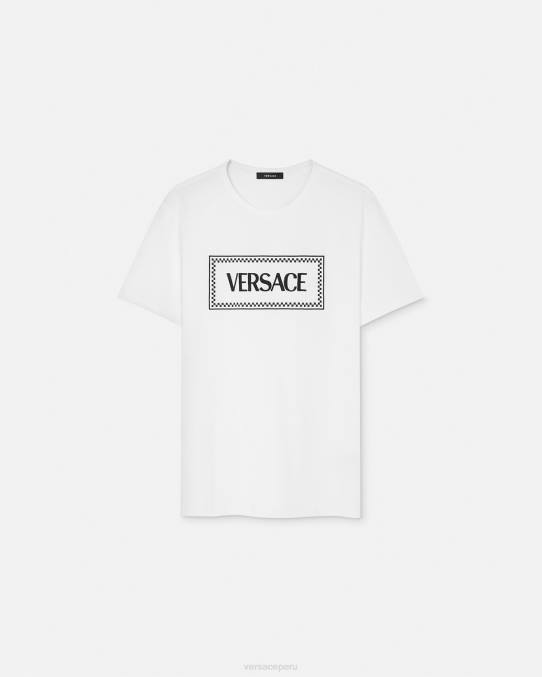 Versace ropa mujer camiseta con logo bordado 6BPV136 blanco negro